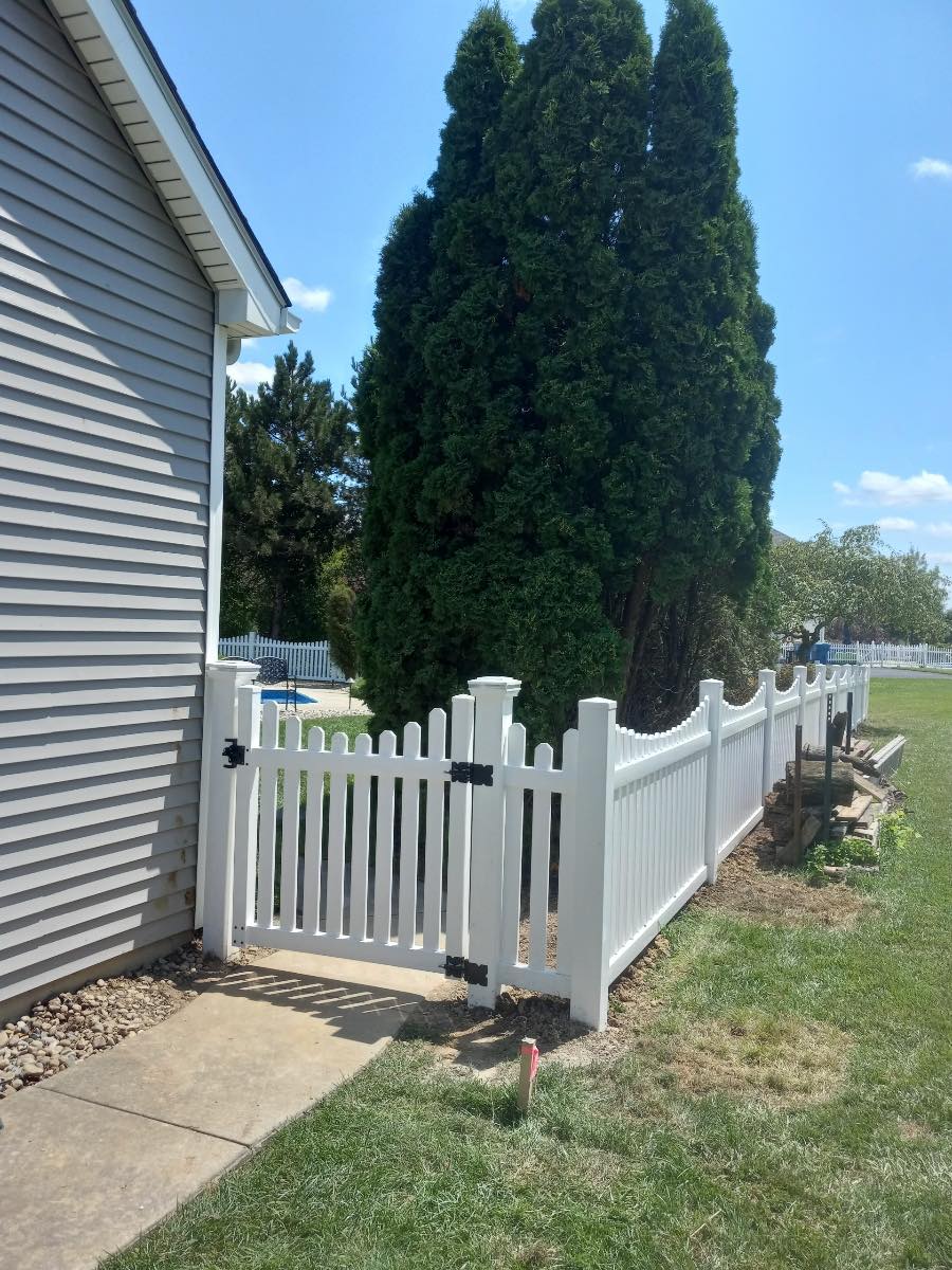 White residential fencing