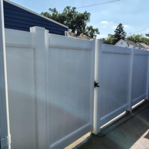 White vinyl fence gate