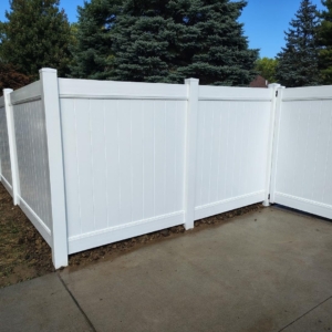 White vinyl fence and gate