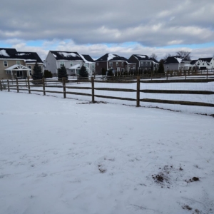 Winter split rail fence install