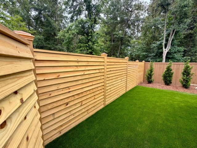 Custom wooden fence Custom wooden fence with copper caps